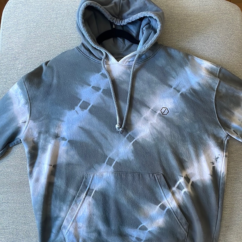 Blue Marbled Hoodie, Standard Cloth, Size M